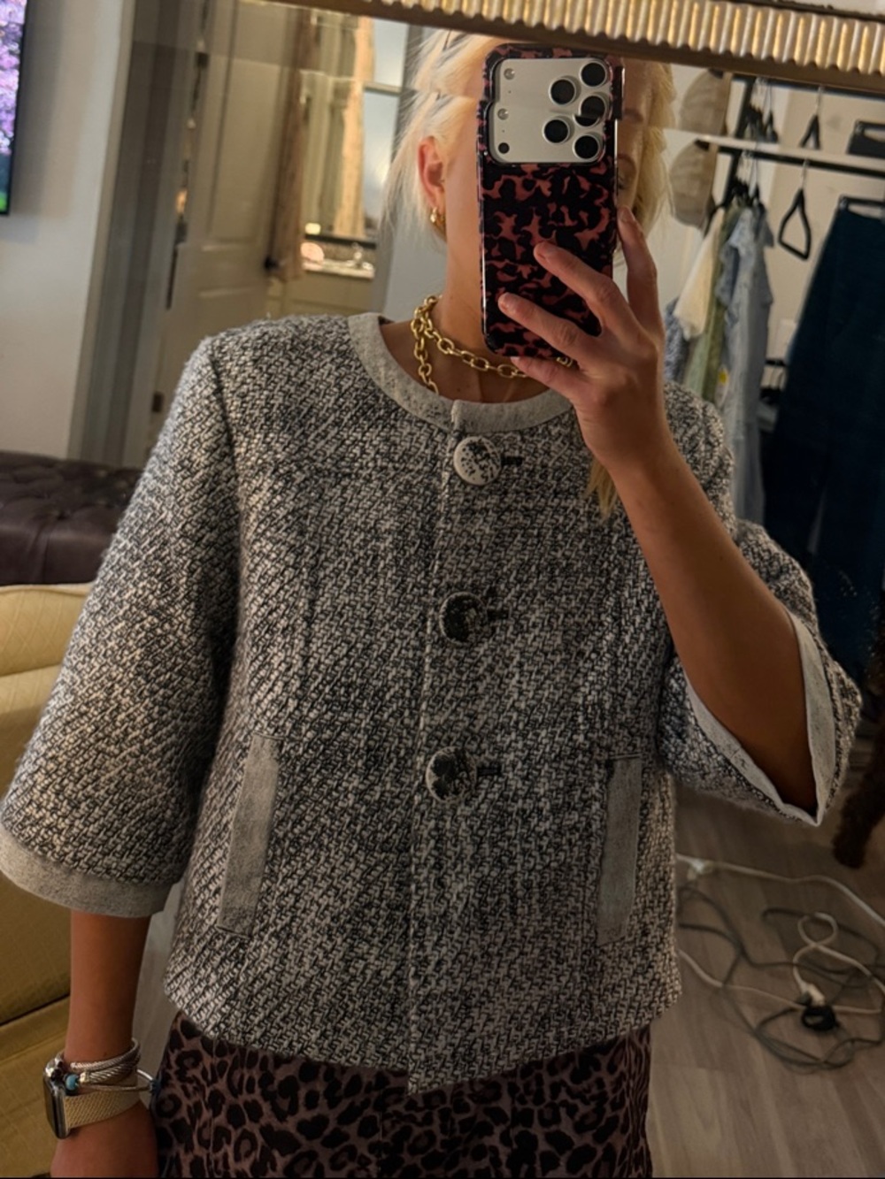 Ruby Rd. Tweed Button-Front Jacket - Gray & Cream - Picture 4 of 4